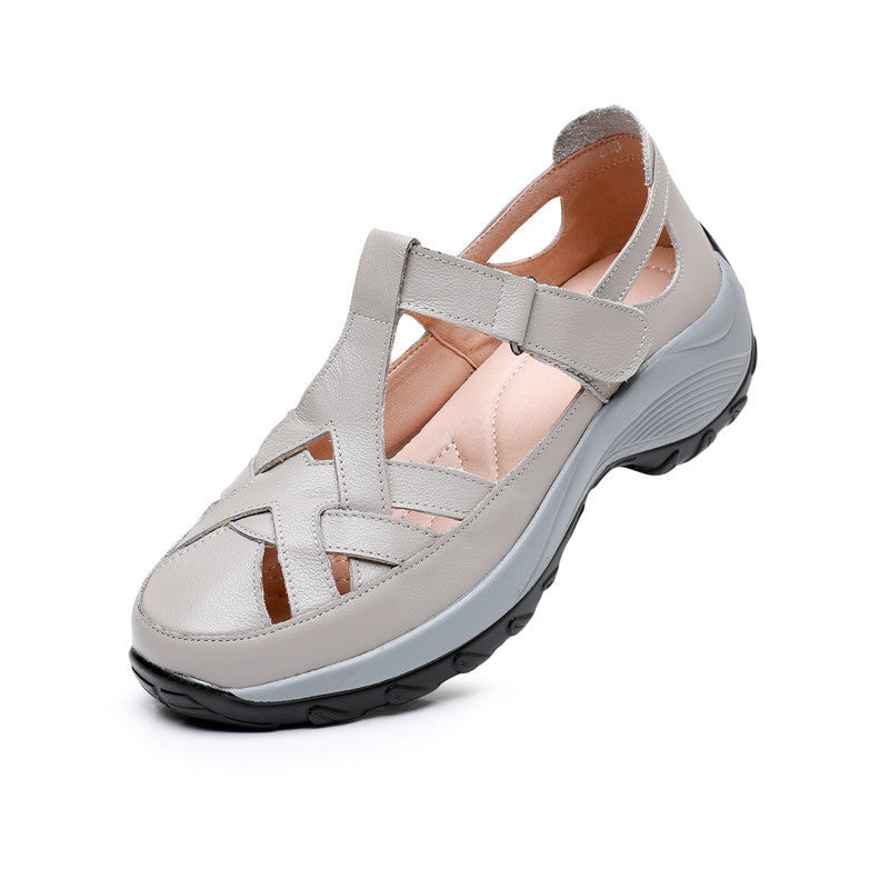 Lässige Retro-Sandalen aus Rindsleder für Damen