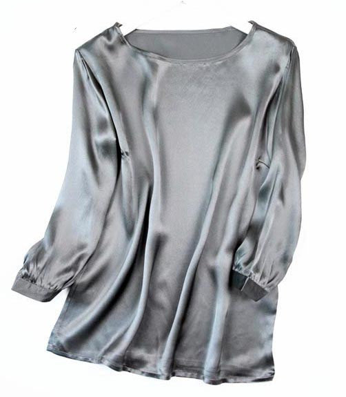 High-end Silkworm Silk Pearl Shiny Satin Shirt