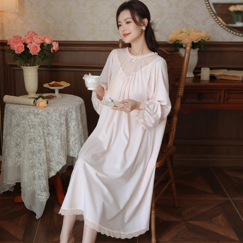 Spring Cotton Court Style French Style Lace Temperament Princess Pajamas Loose