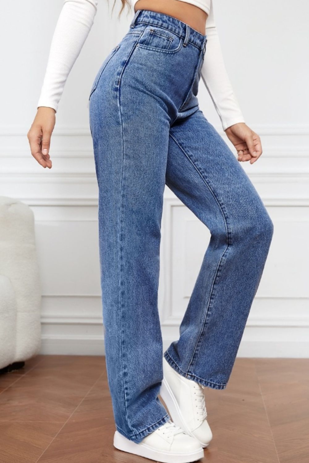 Gerade Jeans mit hoher Taille