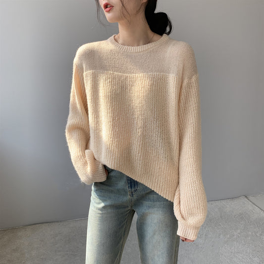 Damen-Pullover mit Rundhalsausschnitt und langen Ärmeln
