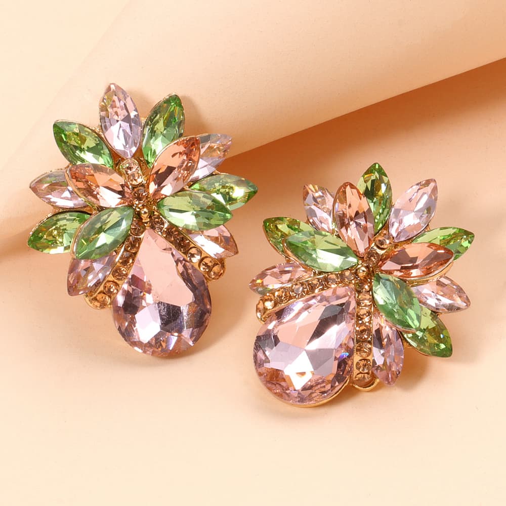 Aretes de piedra de vidrio con forma de flor