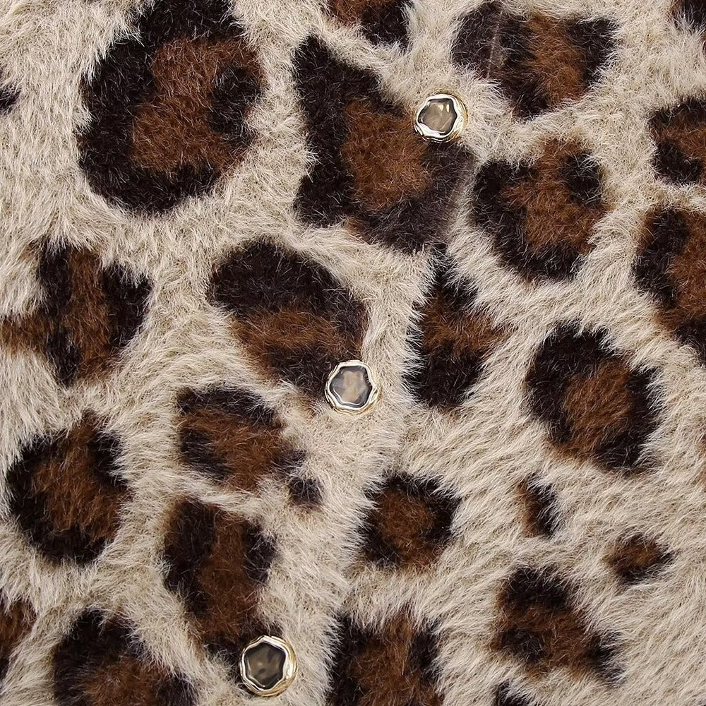 Hong Kong Style Vintage Leopard Print Sweater Coat