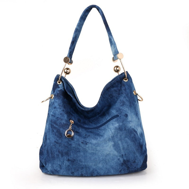 Mode One-Shoulder Messenger Tragbare Bucket Bag Denim Canvas