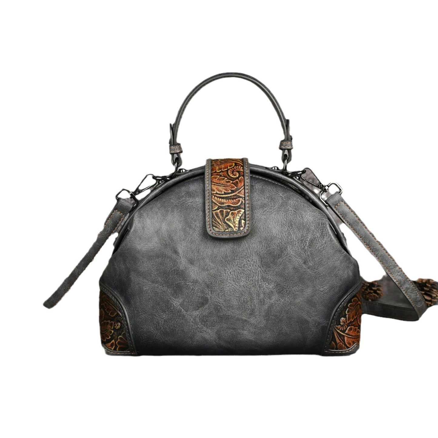 Bolso de mano con clip en relieve tridimensional, de estilo nacional retro, para mujer, hecho a mano