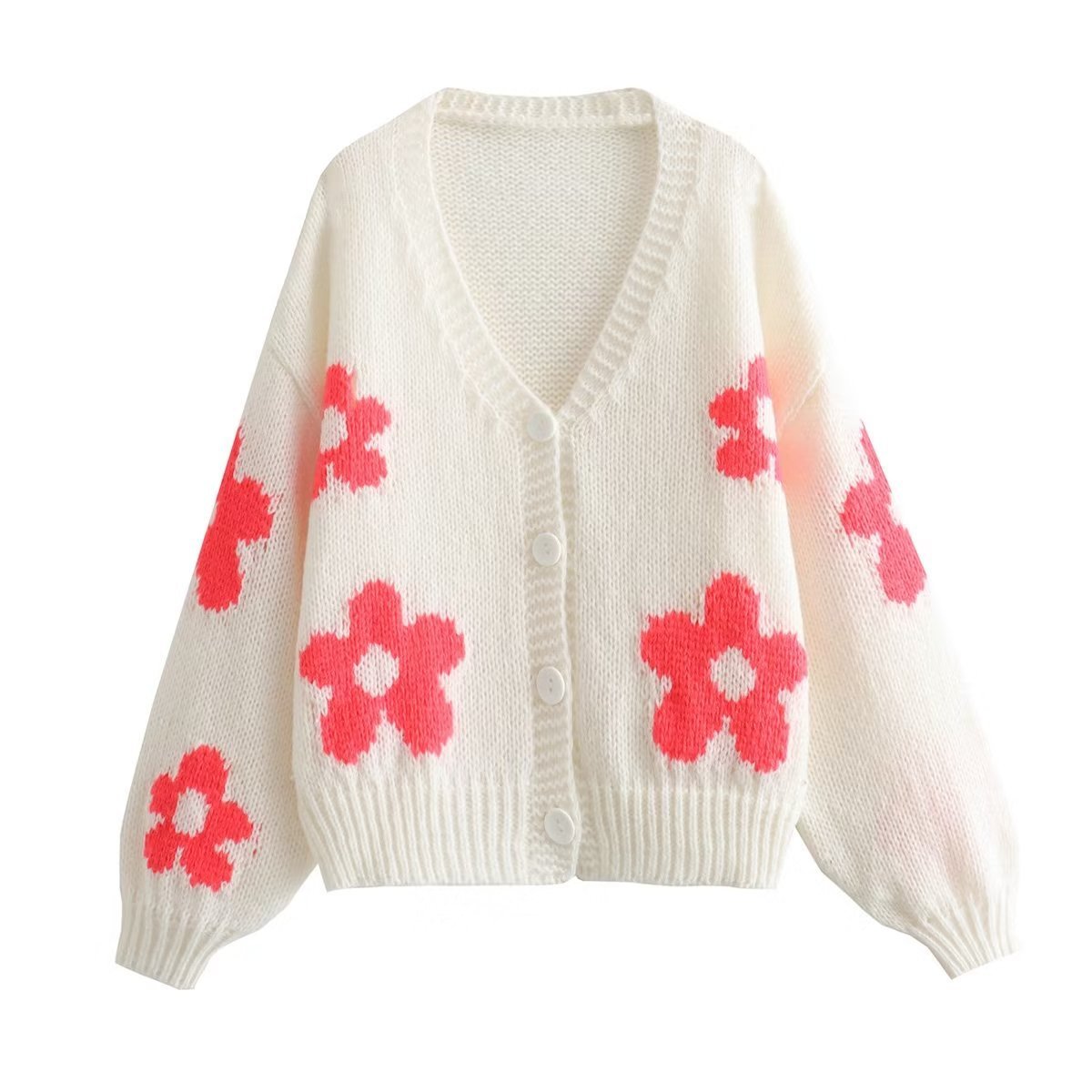 Three-dimensional Mosaic Idle Style Knitted Coat