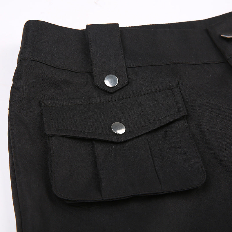 High Street gerade geschnittene schwarze Webhose mit Taschen und Bandnaht