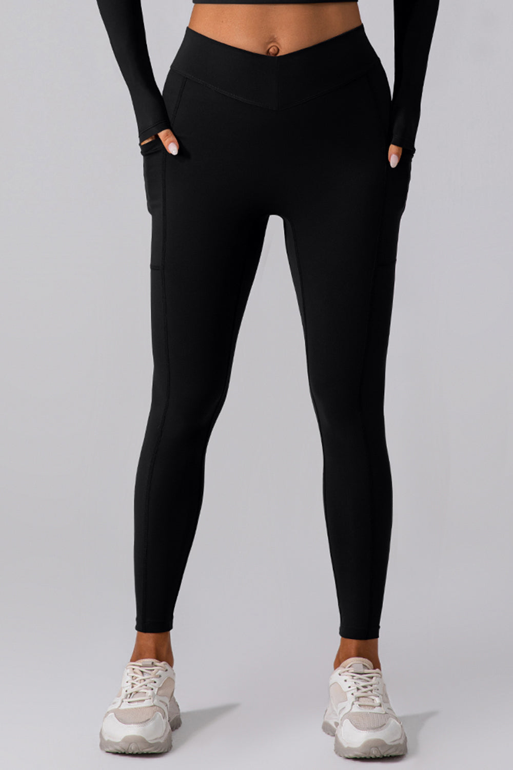 Aktive Leggings mit hoher Taille und Taschen