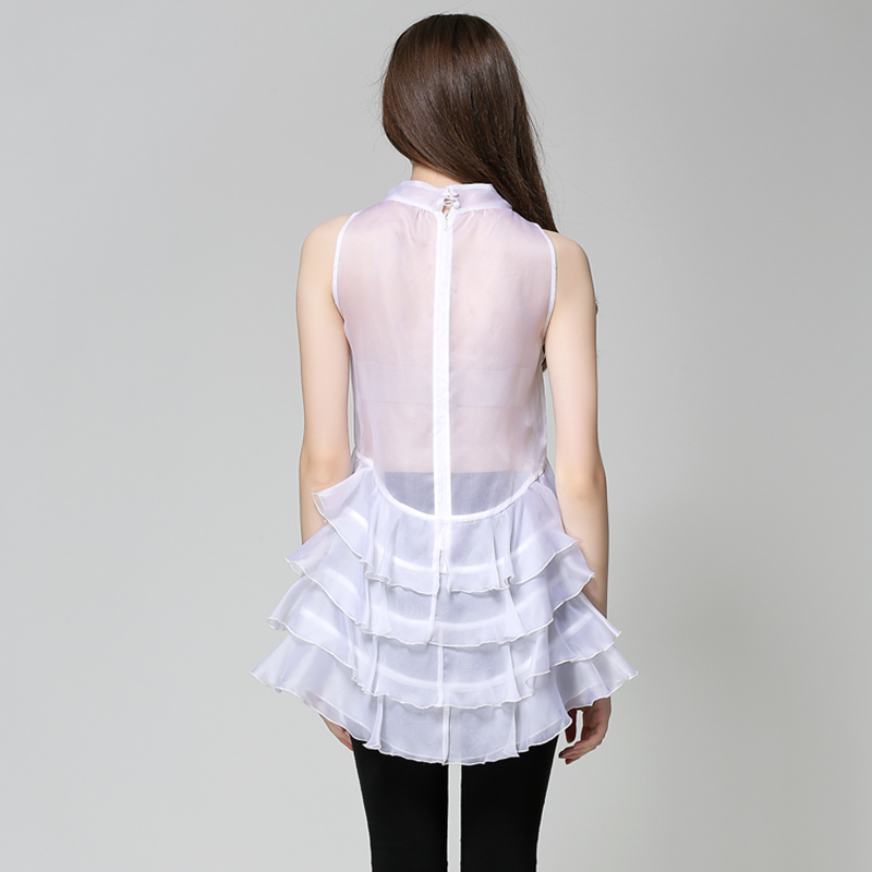 Ärmelloses Top aus Organza mit Rüschen