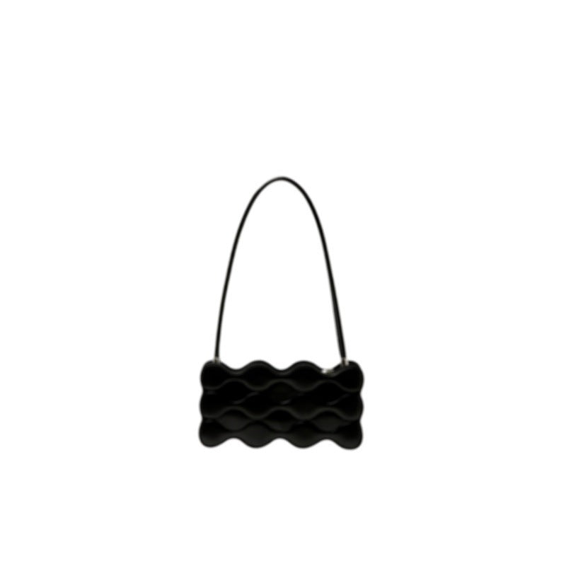 Fashion Simple Pure Color Embossed Pearl Chain Bag