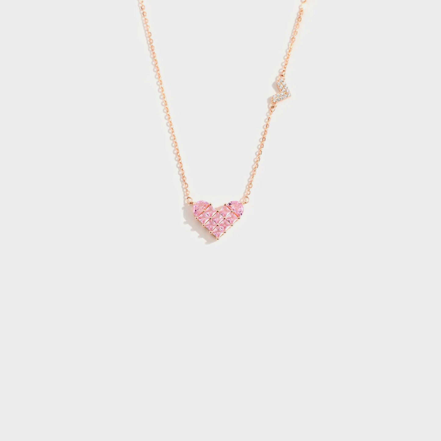 Collar con colgante chapado en oro rosa en forma de corazón