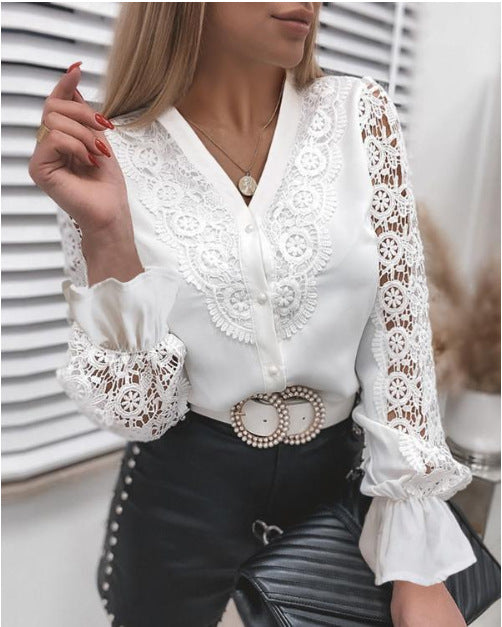 Women's Spring New Lace Long Sleeve Shirt