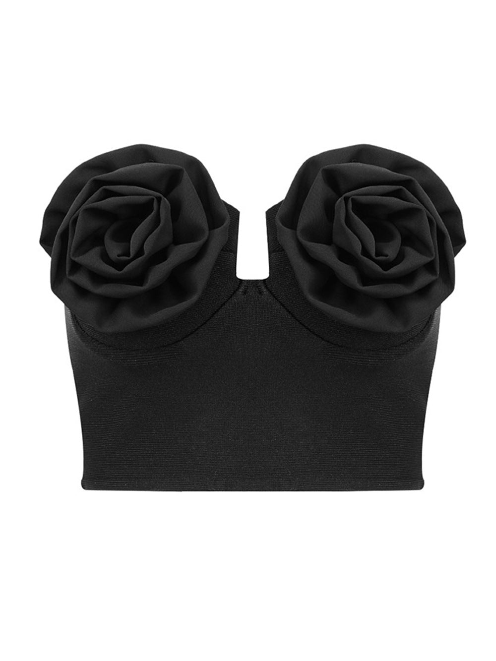 Europäischen und amerikanischen Wind schwarz Tube Top Mode Blume elastische schlanke Bandage Weste