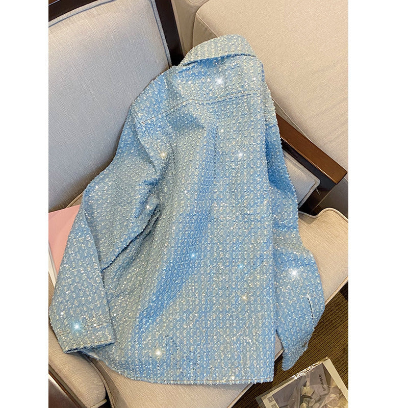 Women's Loose Casual Sequin Short Jacket