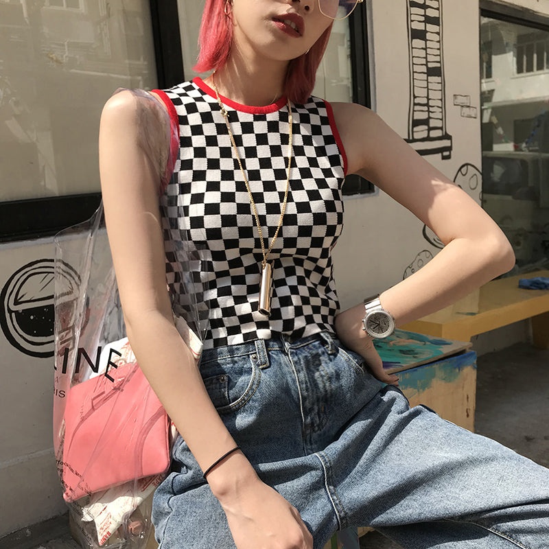 CROP-TOP DAMIER 