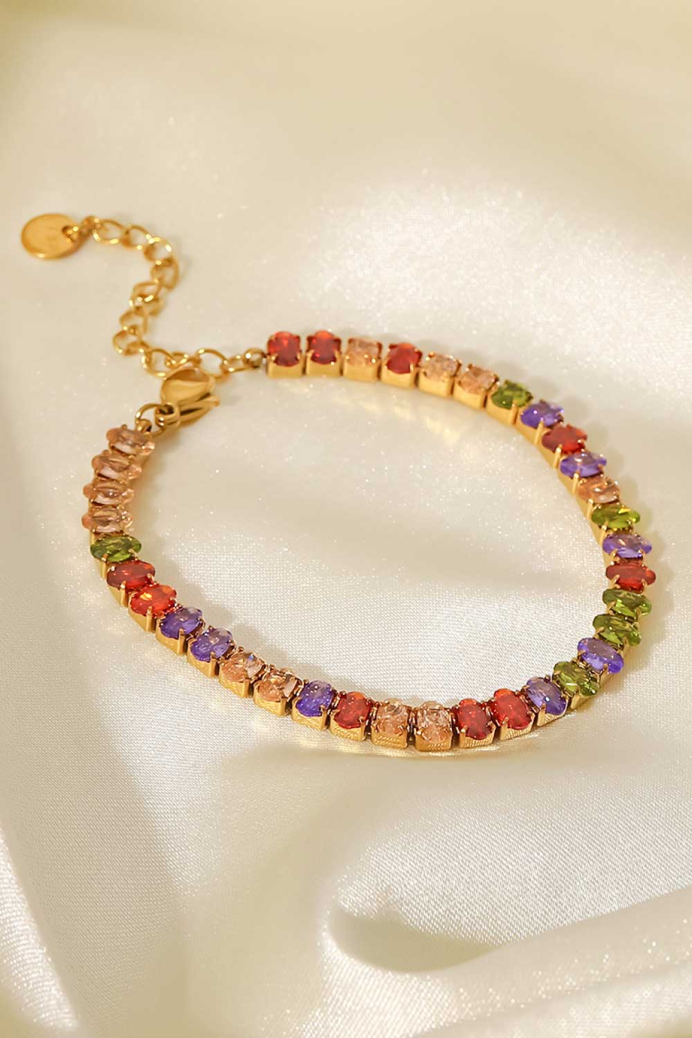 Mehrfarbiges Zirkon-Armband mit 18-Karat-Vergoldung