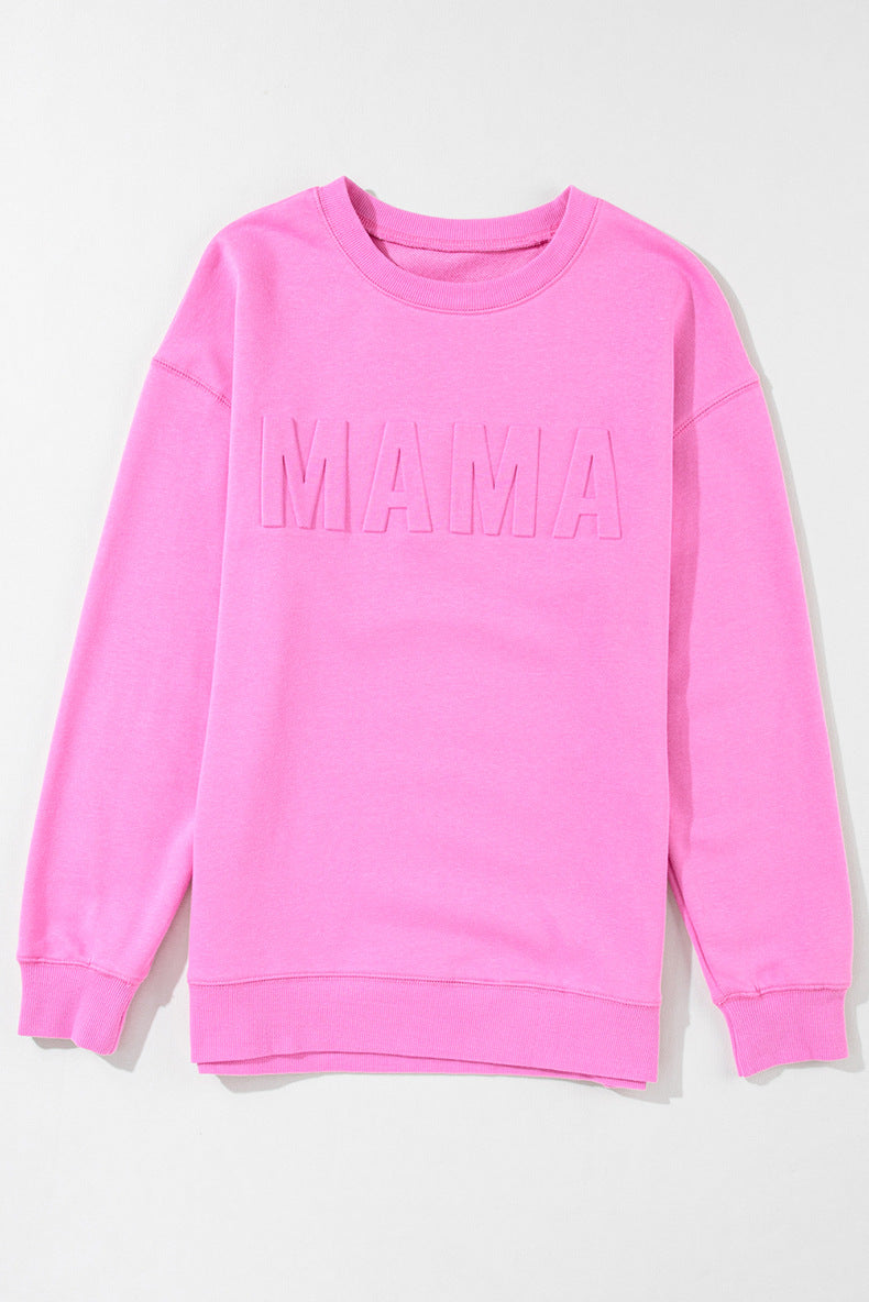 Solid Color Round-neck Pullover Loose Oversize Letter Printed Long Sleeve