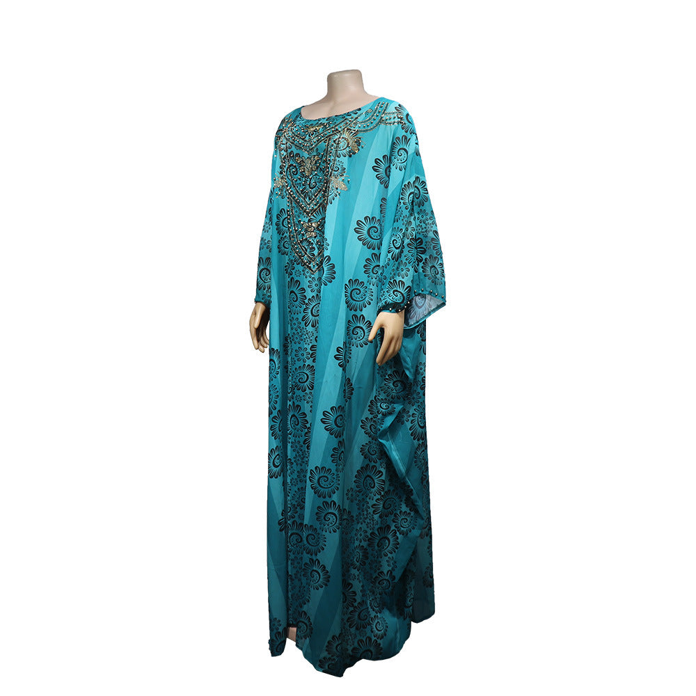 Women's Robe Chiffon Rhinestone Plus Beads Stretch Dress