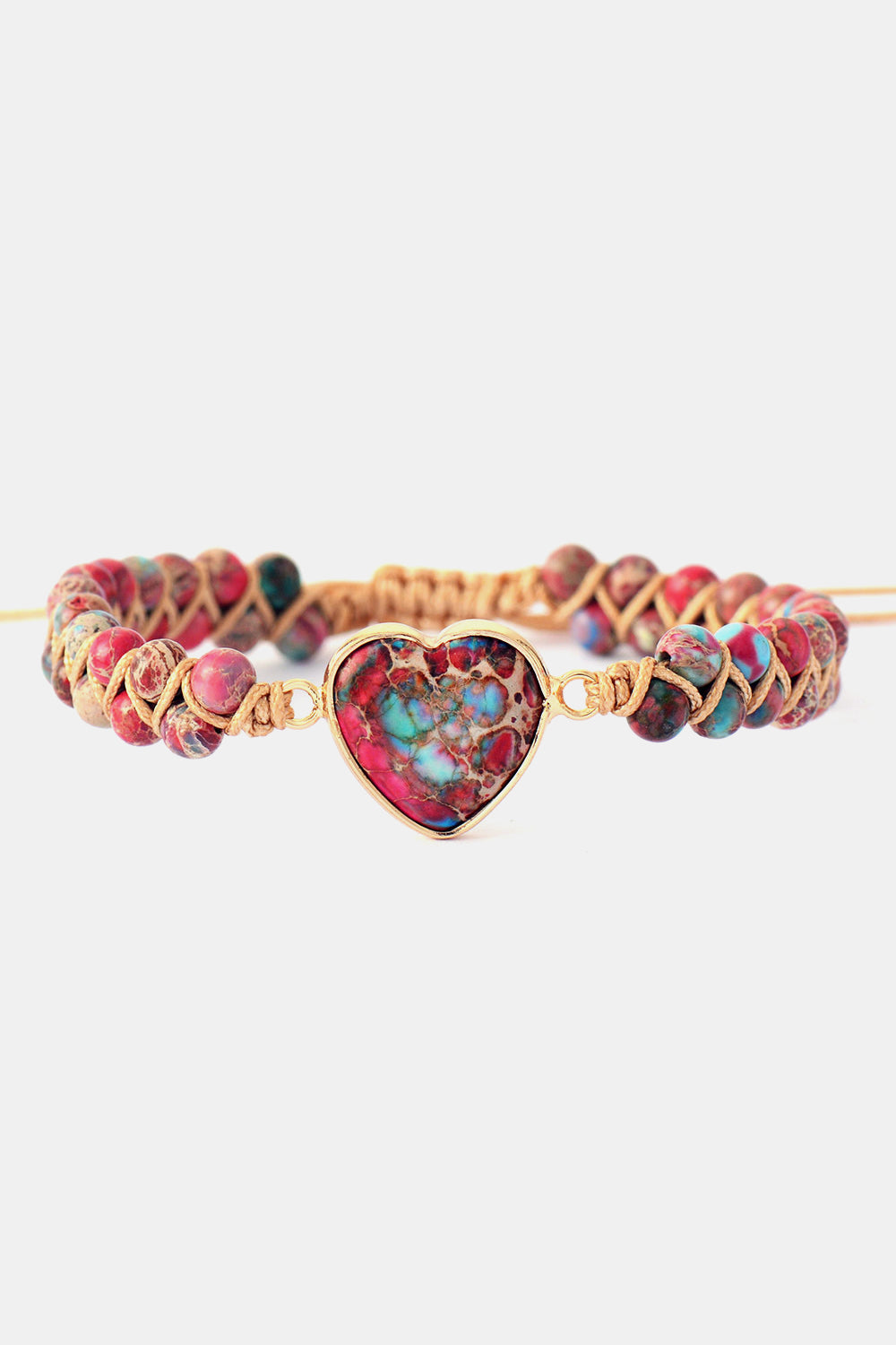 Pulsera de piedra natural hecha a mano con forma de corazón