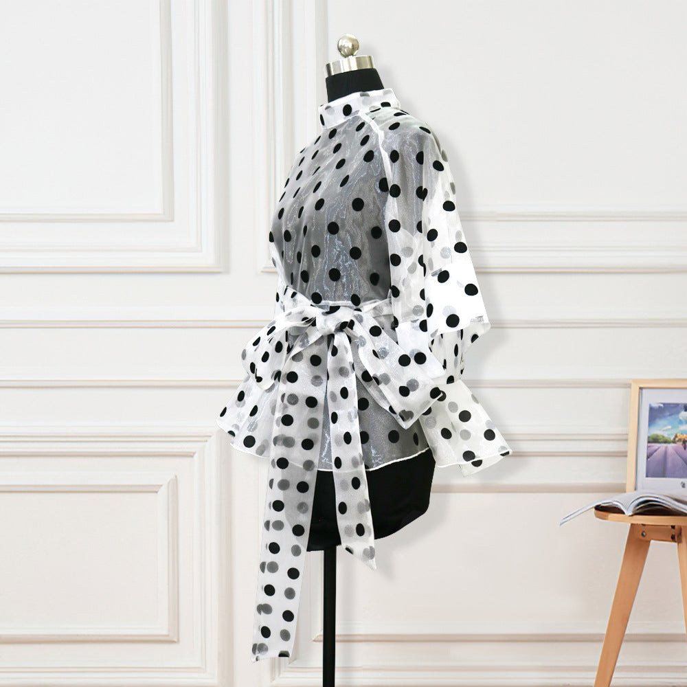 Cardigan mit Polka Dots zum Binden