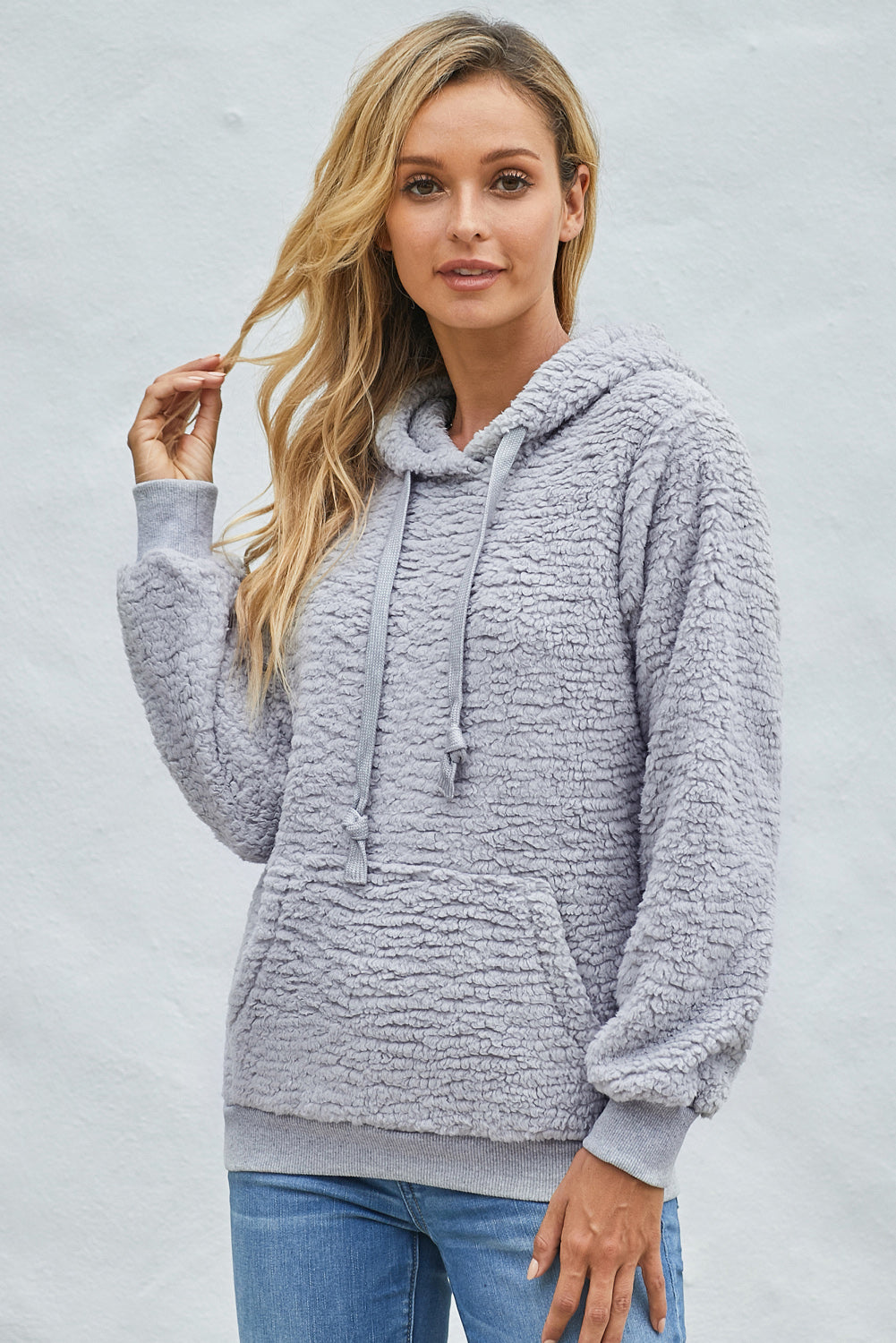 Sherpa-Hoodie mit Kordelzug und Tasche