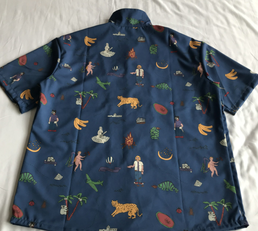 Novedad de verano, camisa holgada de manga corta con estampado de animales de color viento universitario japonés