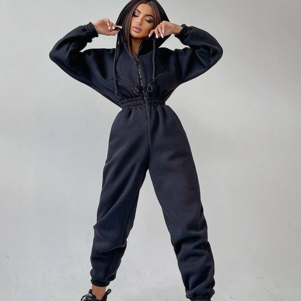 Cross-border Hot Sale Amazon Ebay Hot Sale Popular Sports Casual Women's Hooded Jumpsuit One-piece Suit