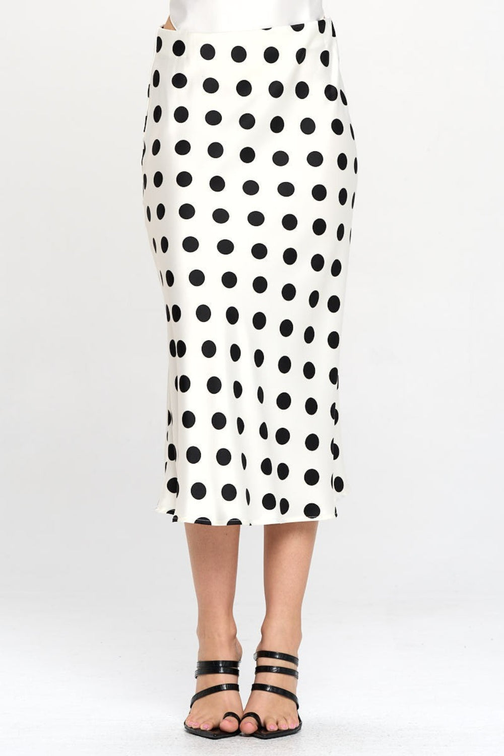 RENEE C Polka Dot Satin Midirock