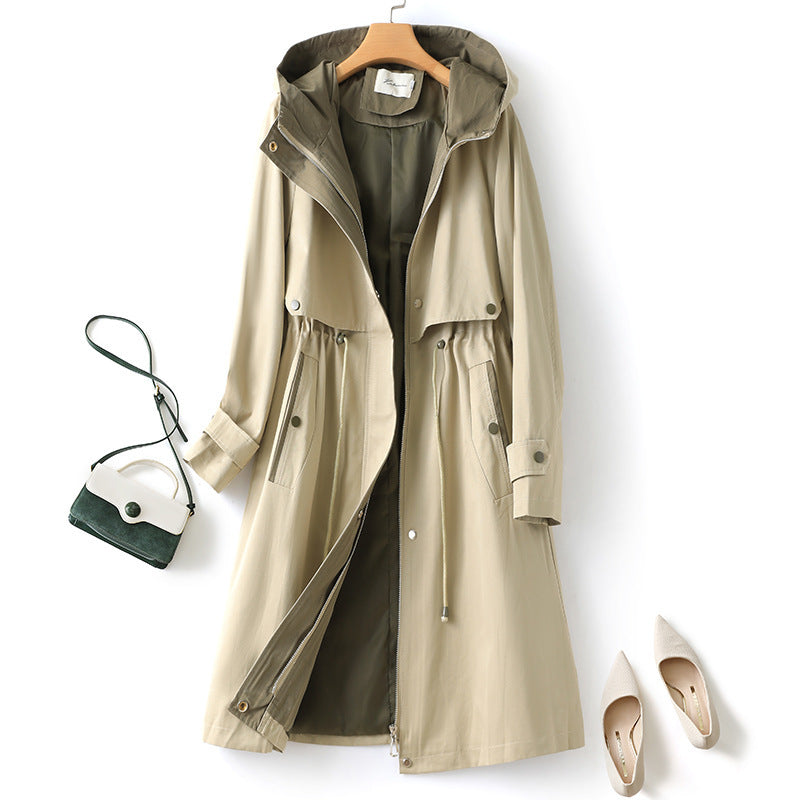 Fashion Color Contrast Hooded Coat For Women