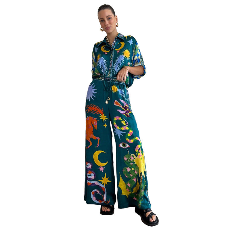 Southeast Asian Style Printed Leisure Suit Two Pieces