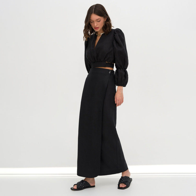 Women's Short Top Niche Temperament Slimming Dress Two-piece Suit
