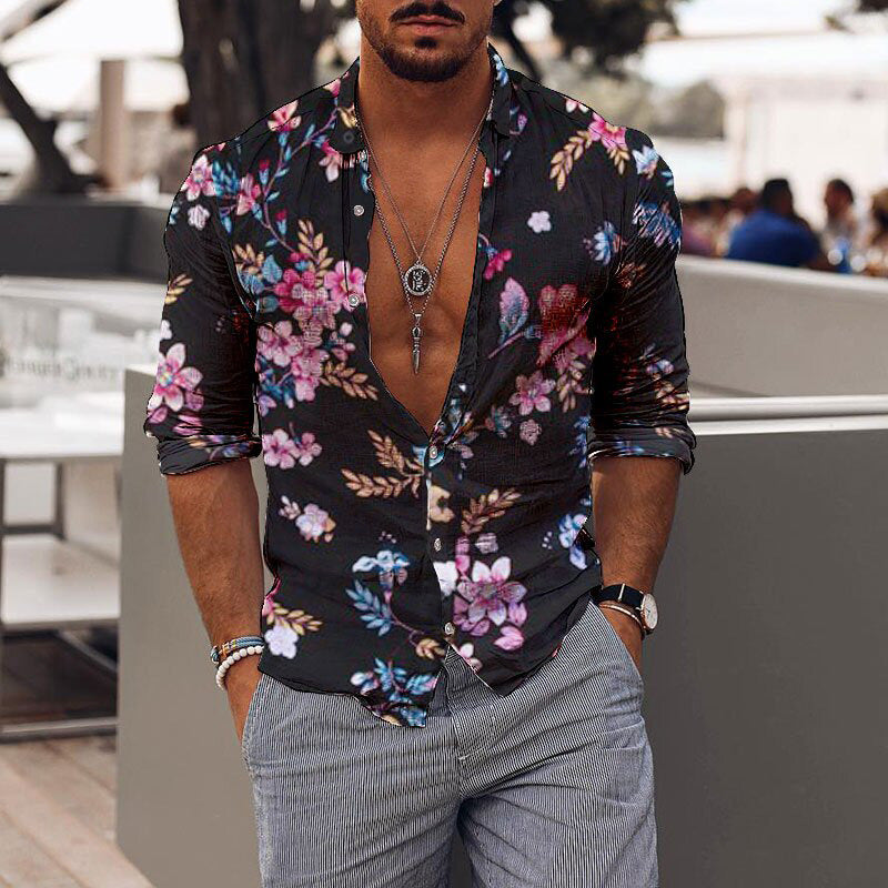 Holiday Romantic Floral Print Men's Shirt