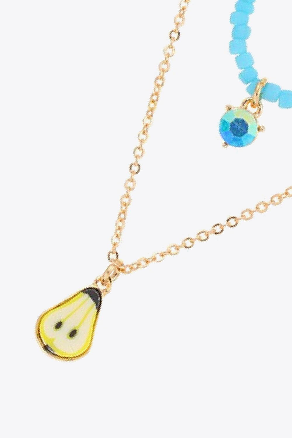 Collar de doble capa con colgante de frutas