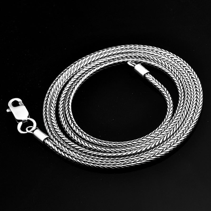 Collar de plata de ley 925 con cadena de serpiente de 21,7"