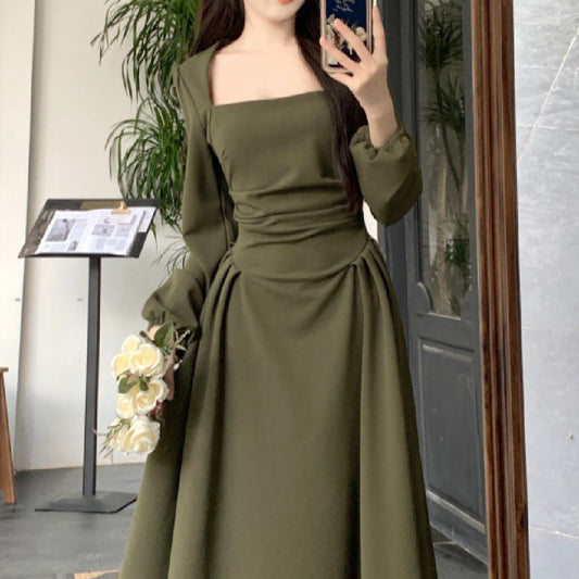 Französisches Retro-Langarmkleid für Damen