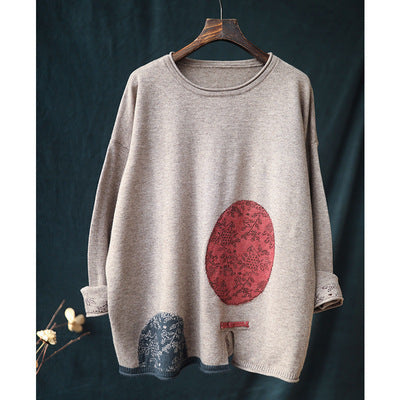 Ancient Coffee Dress Folk Style Women's Artistic Jacquard Long Sleeve Sweater