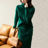 French Socialite Graceful And Fashionable Sweater Set Women's Sweater Skirt Turtleneck Two-piece Set