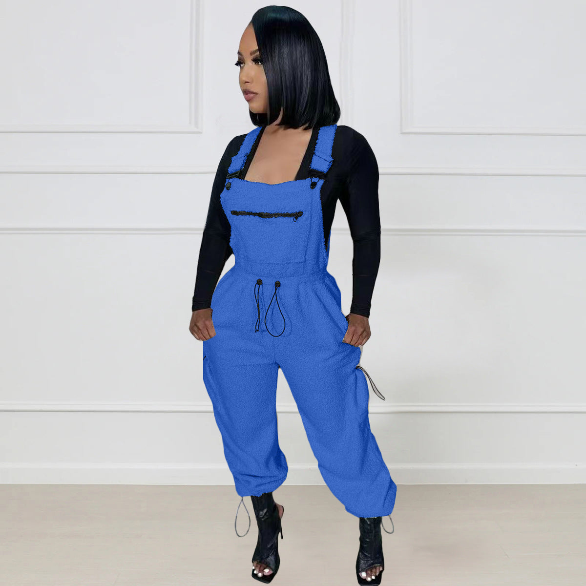 Casual Women's Loose Fashion Drawstring Jumpsuit Bib