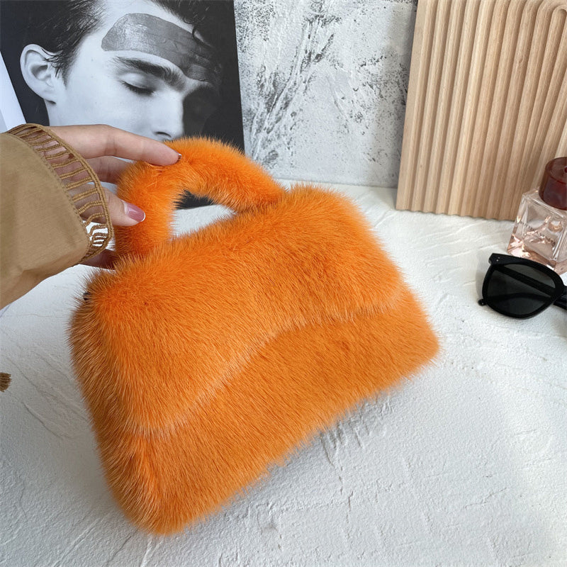 Women's Mink Fur Hourglass Wrapped Fur Clutch