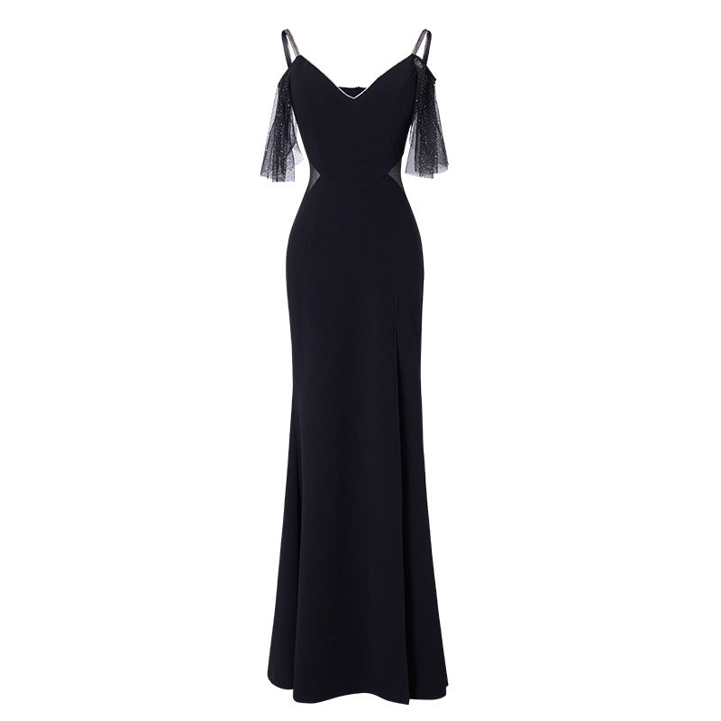 Deep V-neck Low Cut Mop Slim-fit Evening Dress