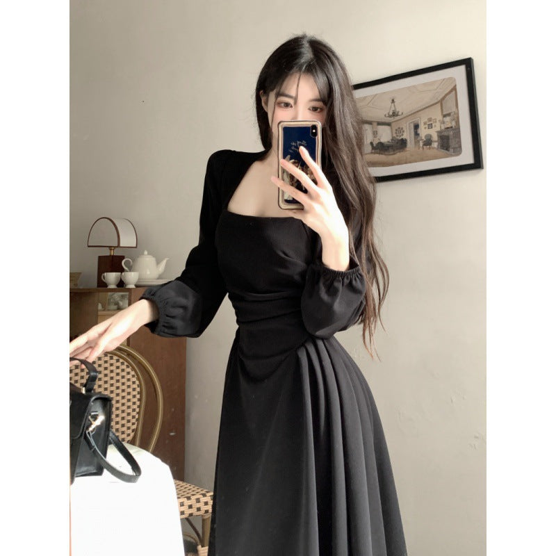 French Style Retro Long Sleeve Dress Women