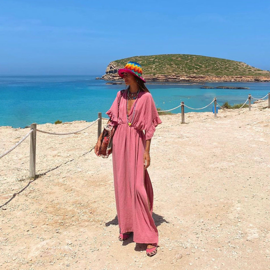 Vestido playero de color liso para mujer