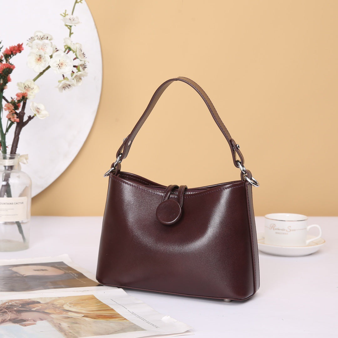 Genuine Cattlehide Leather Surface Tote Bag