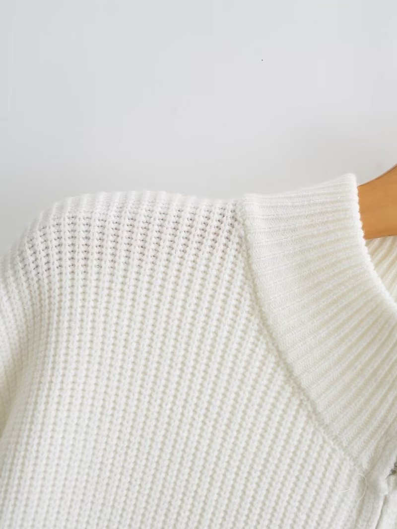 Damen Pullover mit Reißverschluss und Streifen in Kontrastfarbe