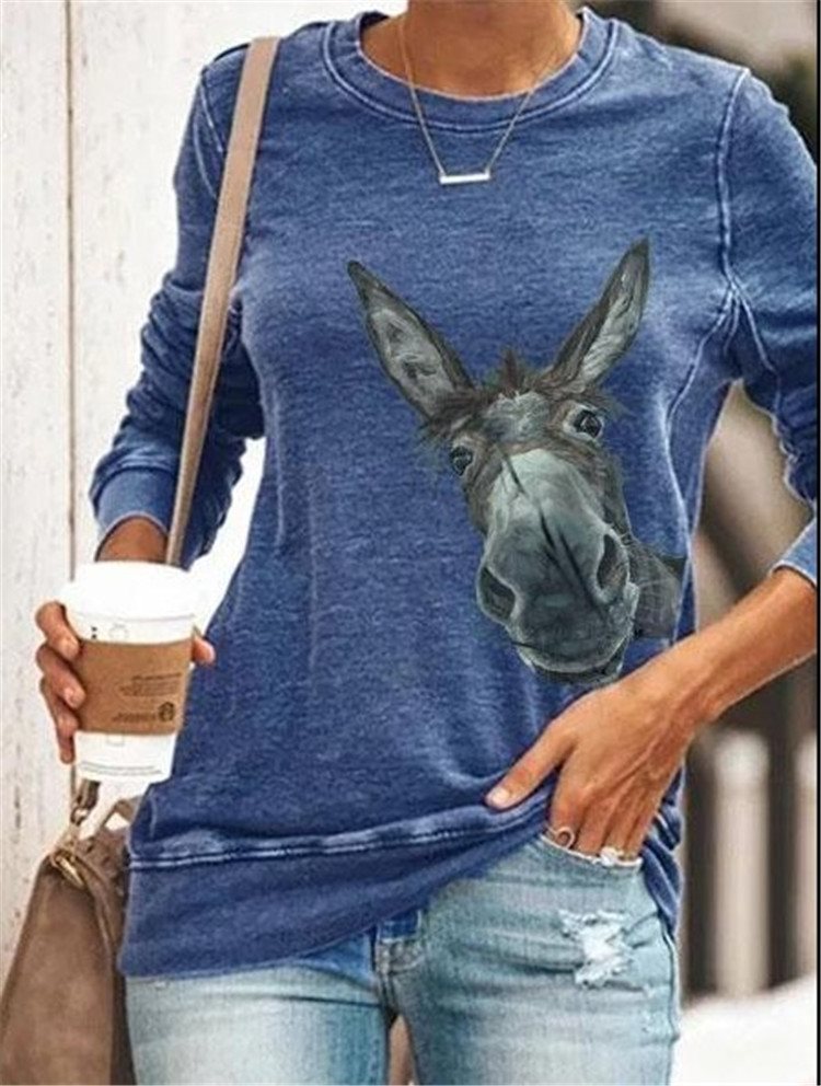 Blusa con estampado de cabeza de burro