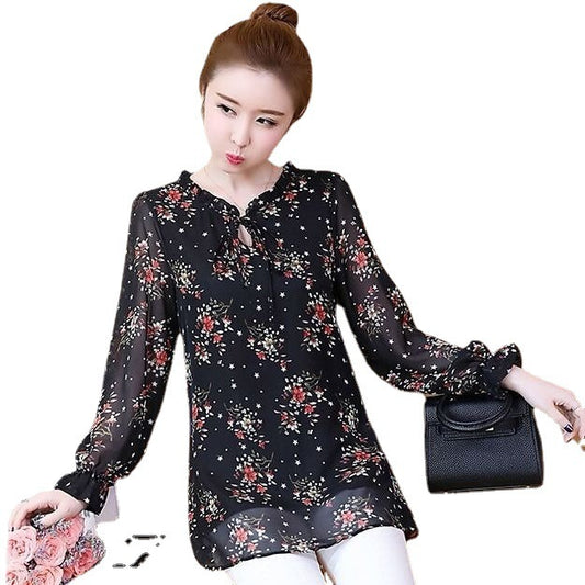 Chiffon Shirt Top Mid-length Bottoming Shirt