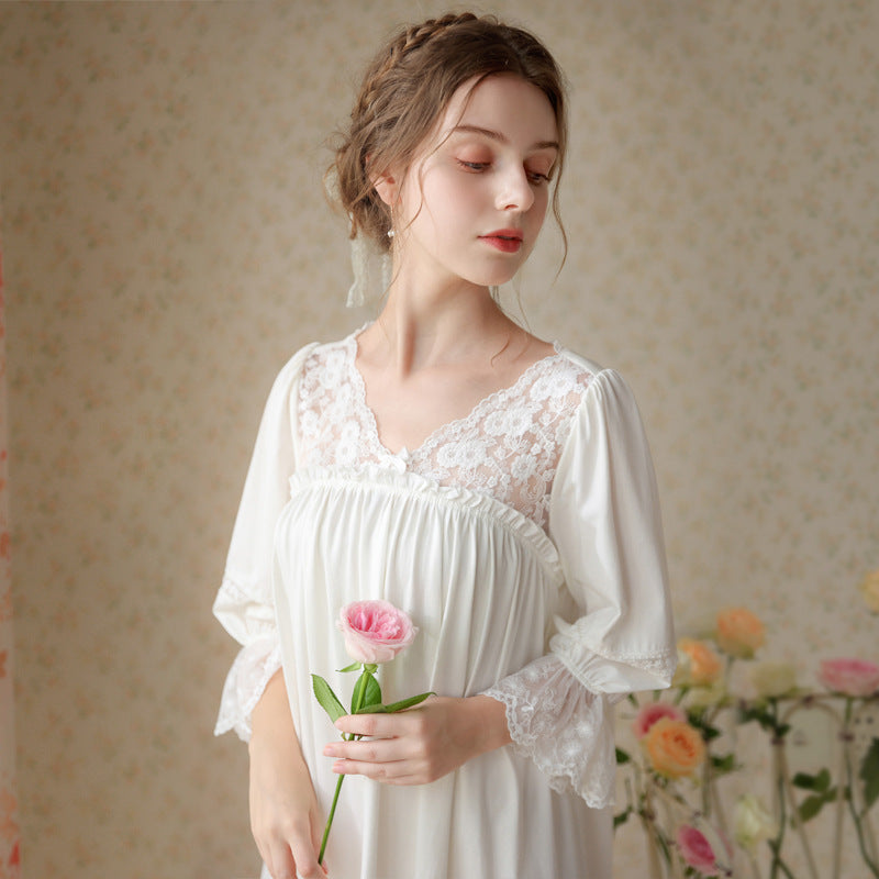 Spring And Autumn Cotton Solid Color Thin Long Skirt Girls' Pajamas