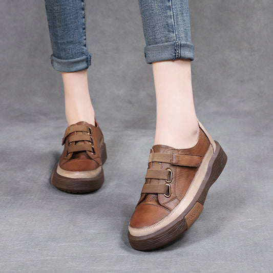 Frühling und Herbst Damen echtes Leder Retro Casual Schuhe