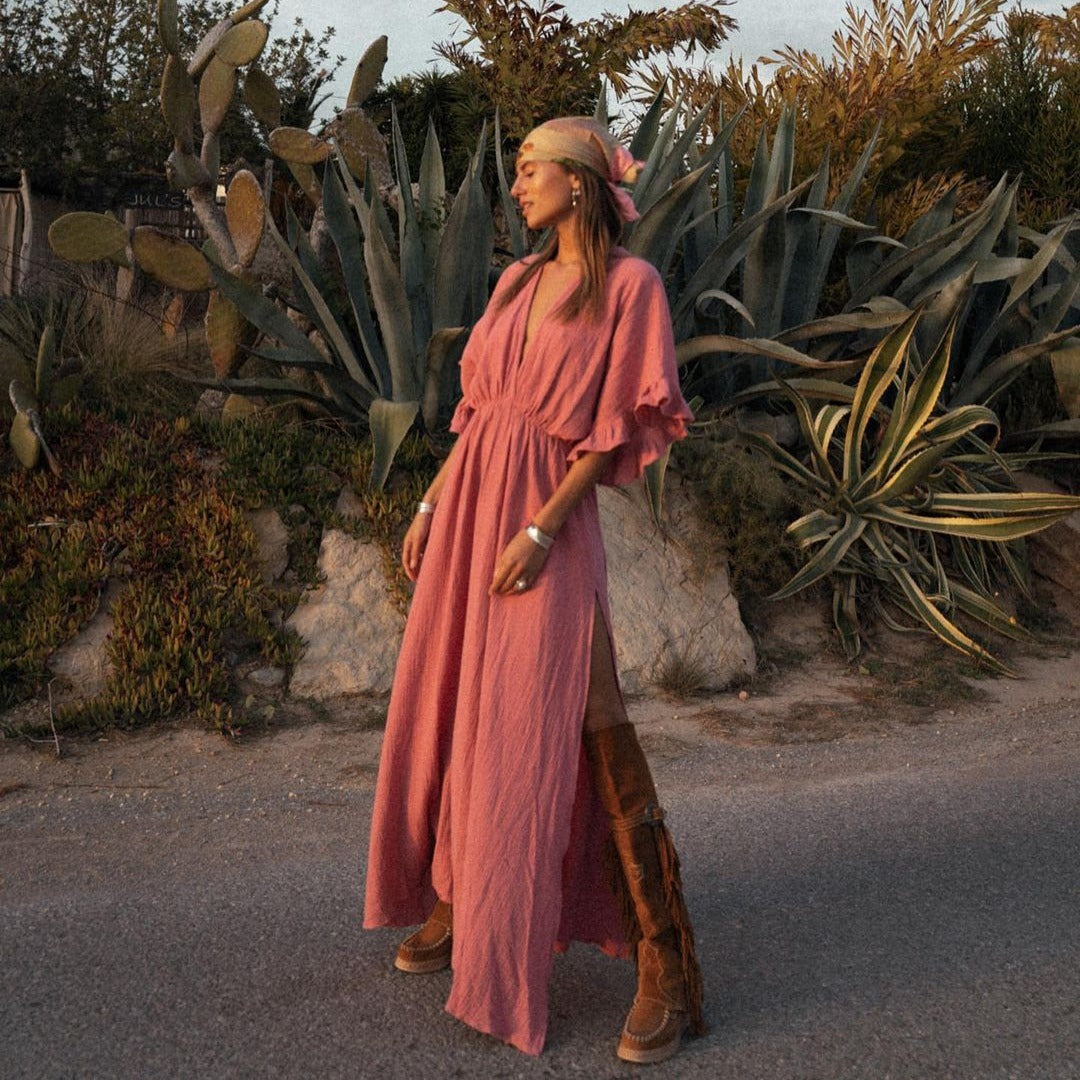 Einfarbiges Strandkleid für Damen