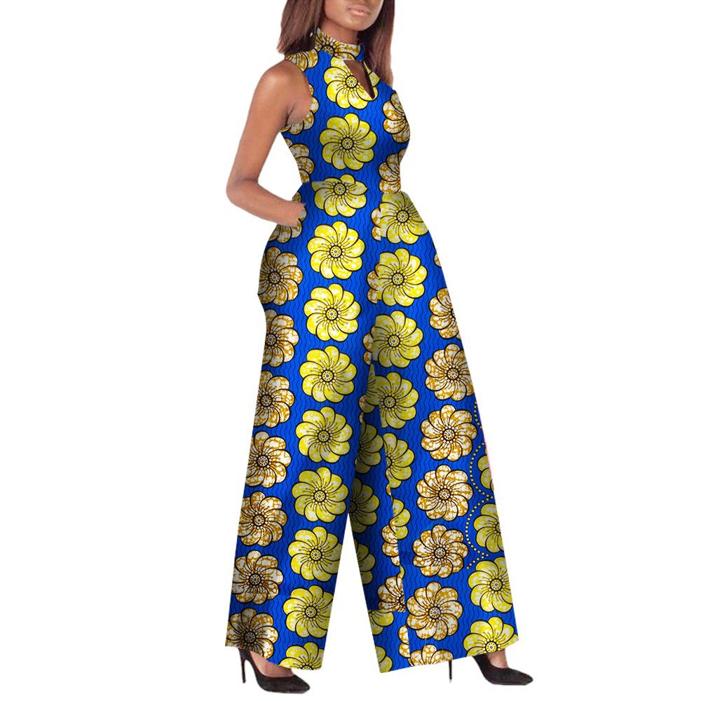 Mono de moda Ankara para mujer africana sin mangas